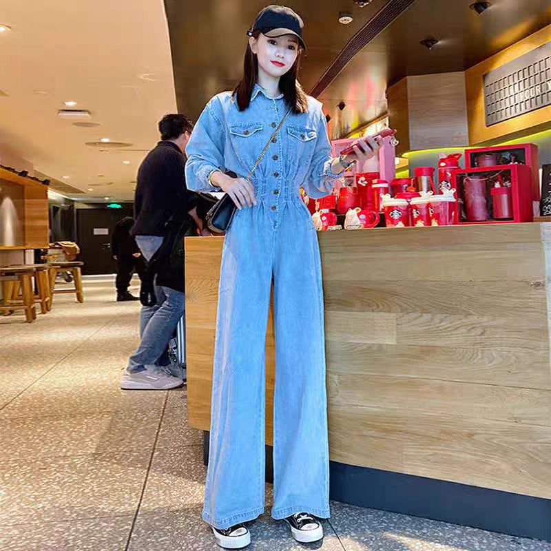 【沐子女装】D4-9005蓝色背带裤