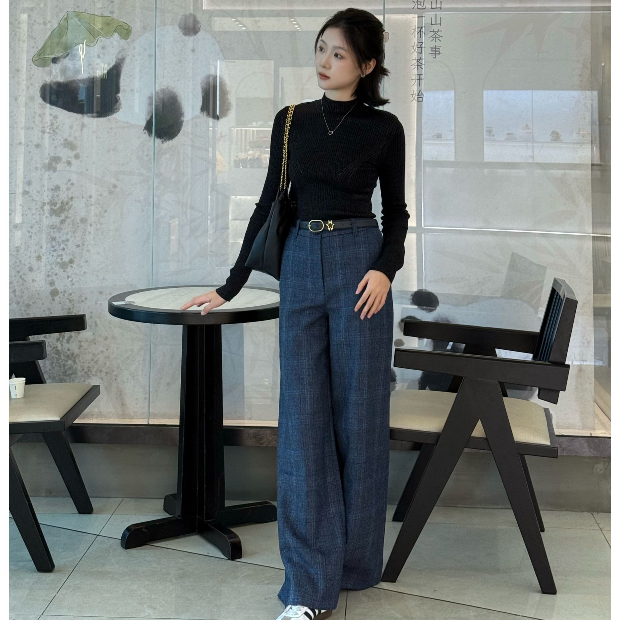 【英伦之约】哥弟秋冬新款高级感高腰显瘦显腿长长裤1100120