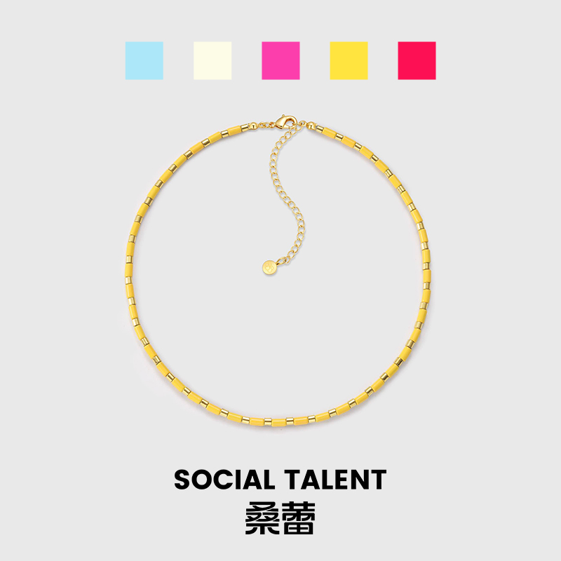 合金珐琅项链 【经典五色系列】桑蕾细管珠项链时尚原创设计彩色