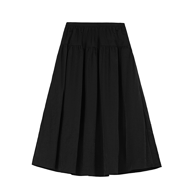 S·DEER圣迪奥女装气质高腰时尚休闲百搭夏季黑色半身裙S244Z1114