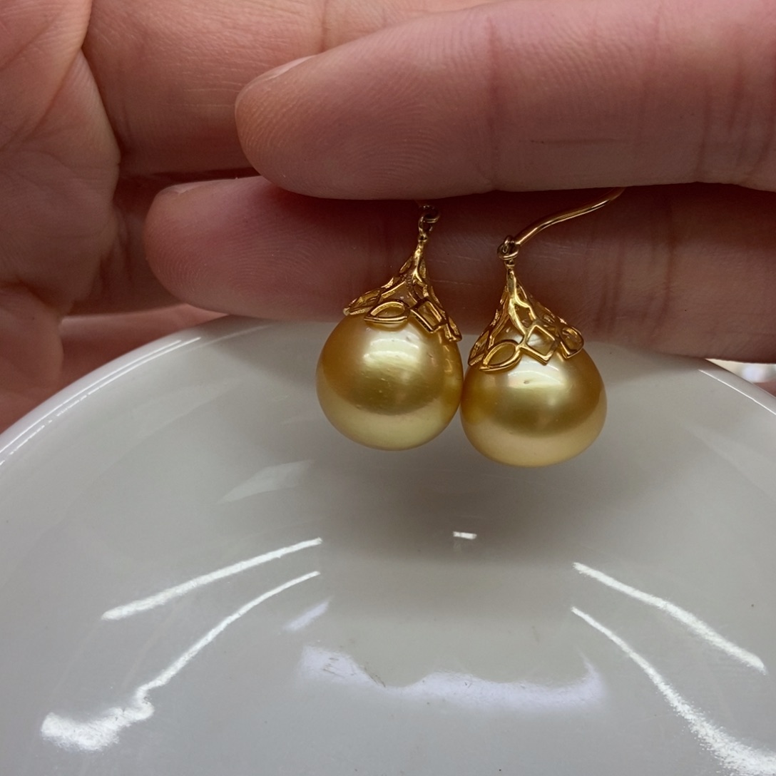 海水珍珠耳饰银S925镶嵌