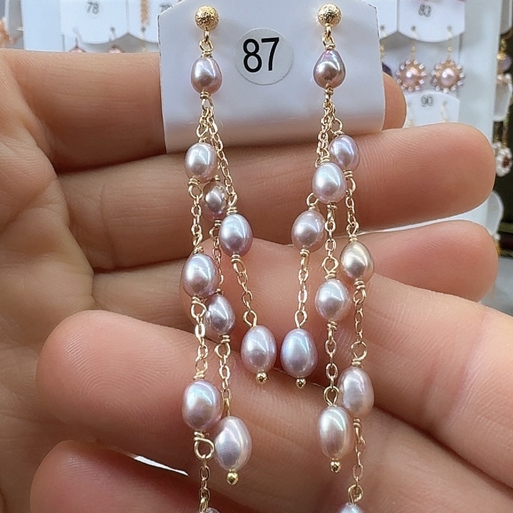 淡水珍珠耳饰银S925镶嵌