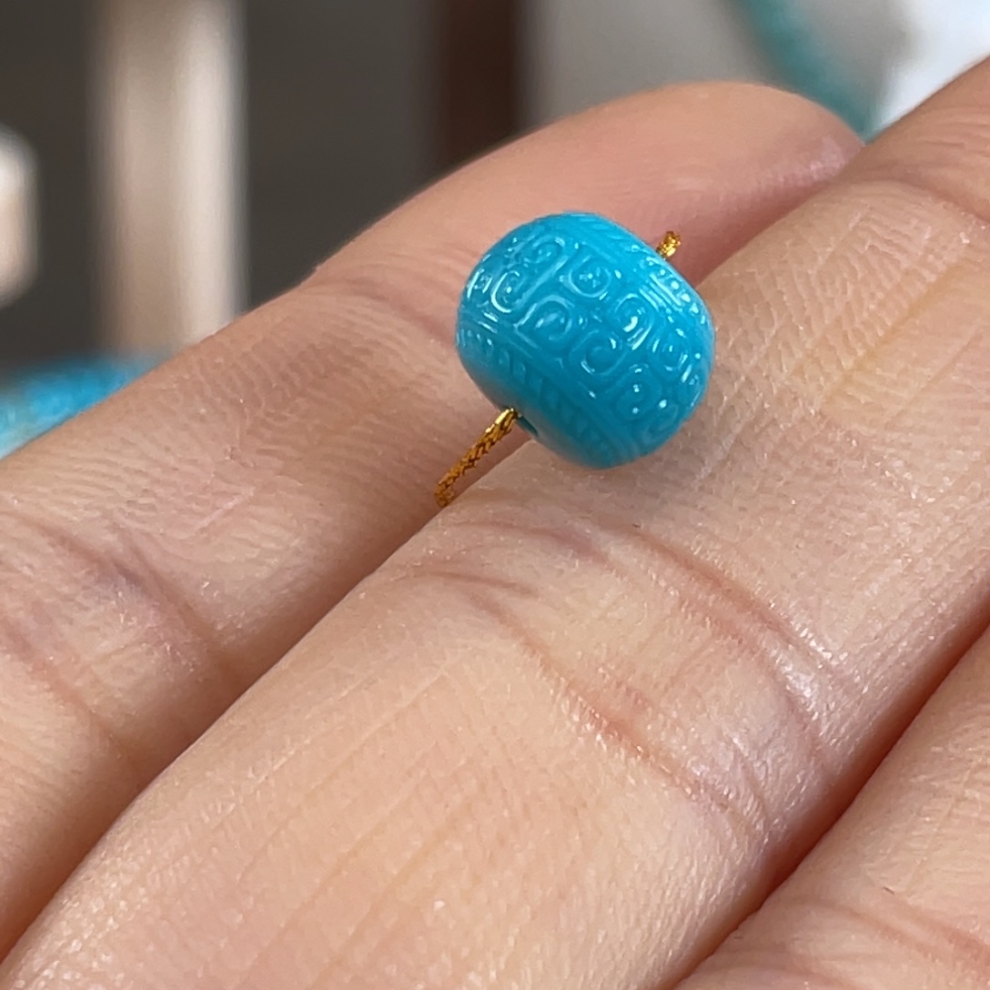 绿松石未镶嵌套链蓝玉化回纹8.8mm