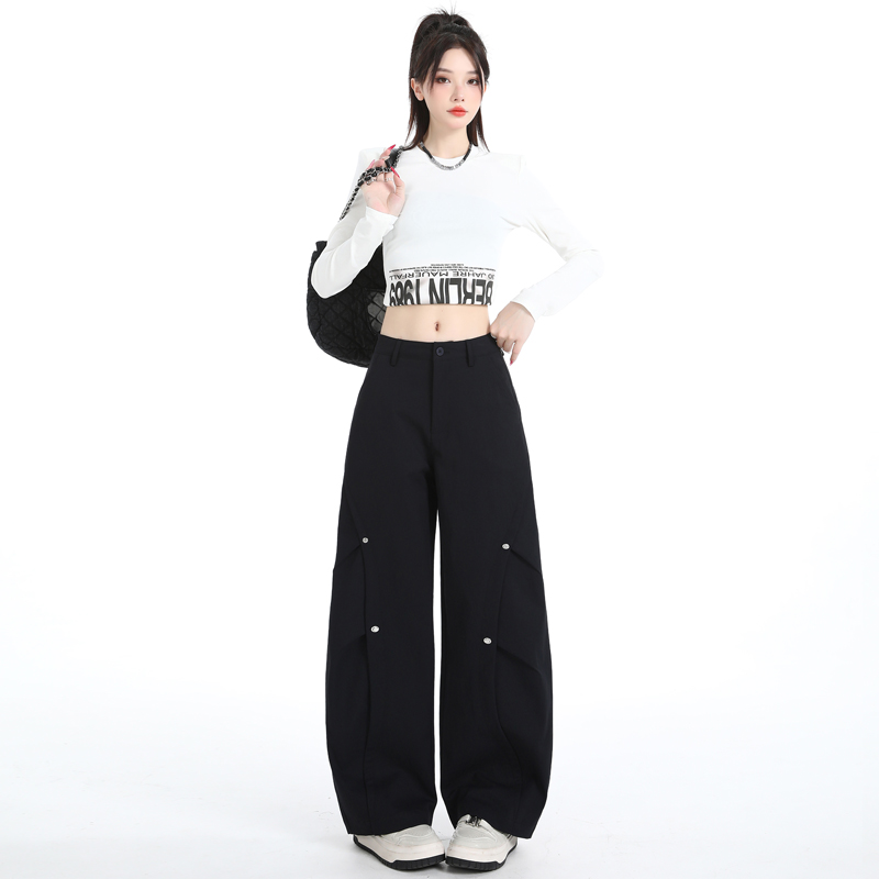 秋季弯刀休闲裤女2025新款高腰宽松显瘦百搭阔腿镰刀工装拖地裤子