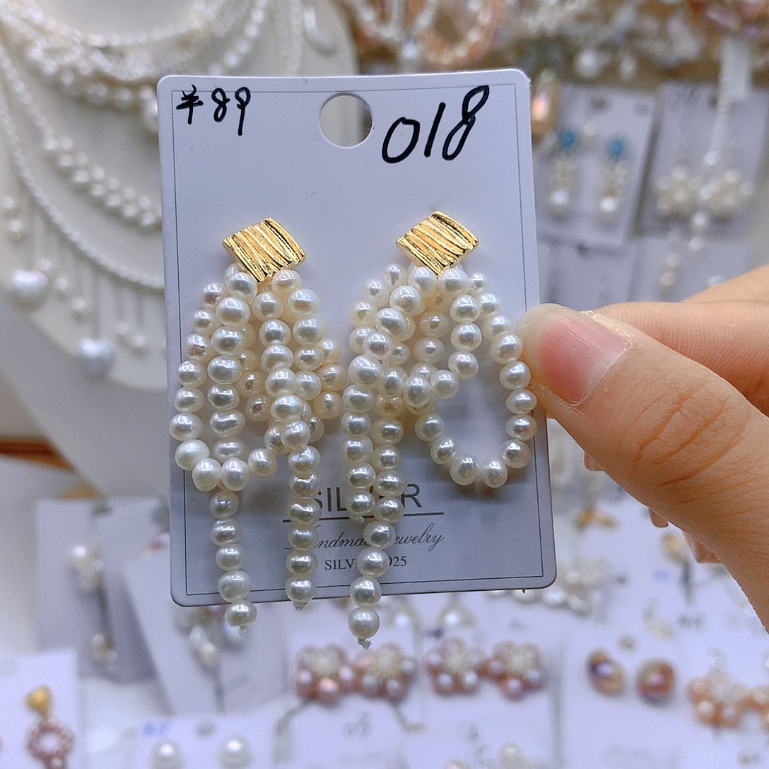 银S925镶嵌淡水珍珠耳饰