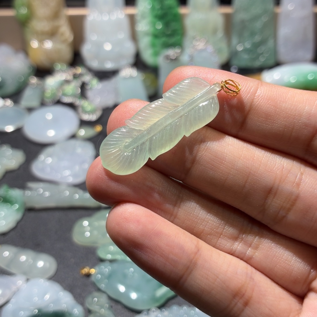 千***芊翡翠18K金镶嵌吊坠(不含链)