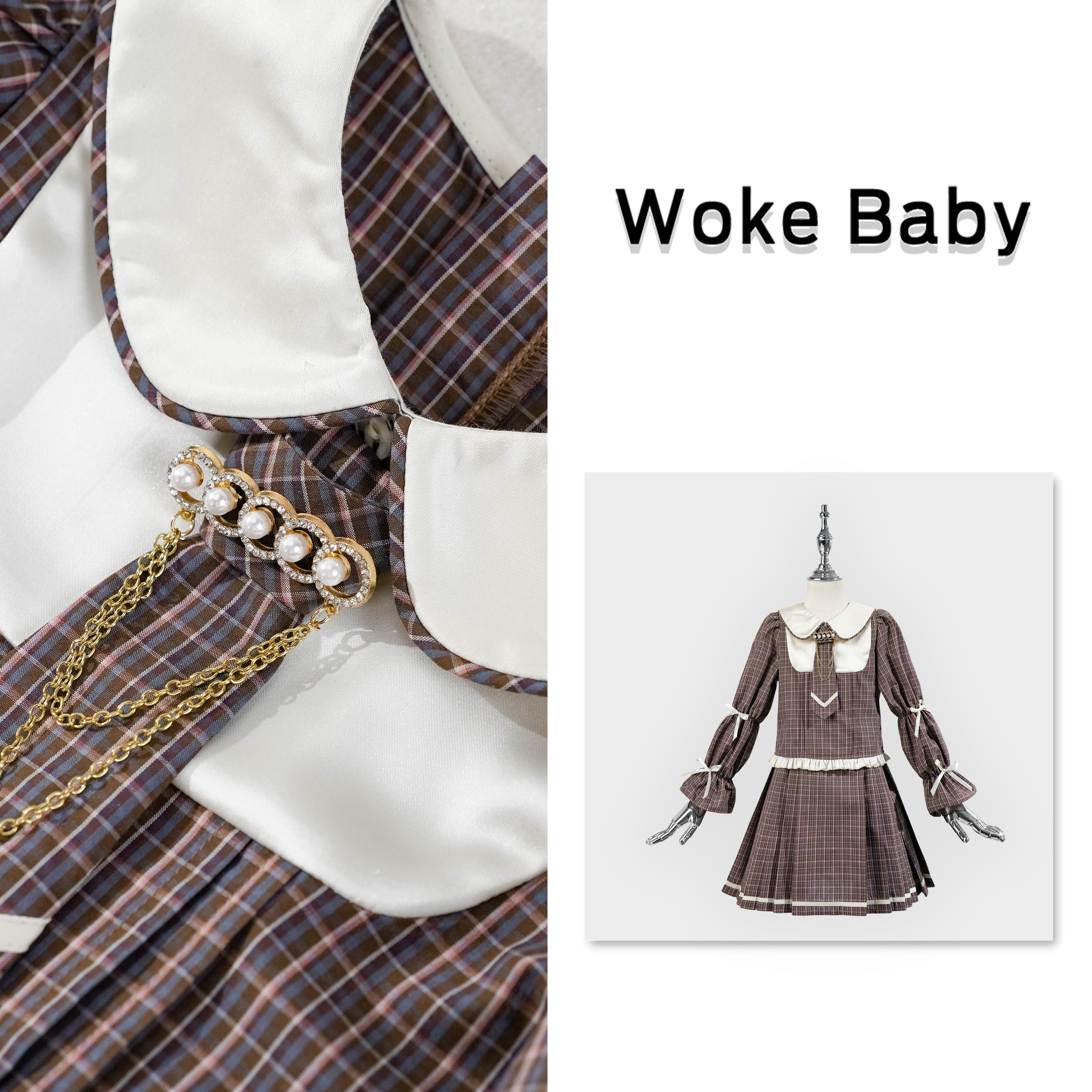 女童春季可爱中大童中领套头上衣汉服裙子S5261