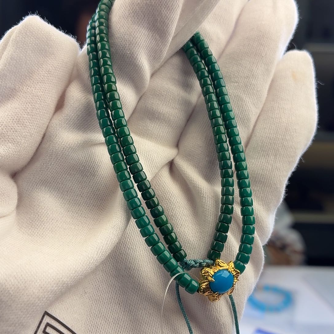 绿松石18K金镶嵌挂件3.6mm