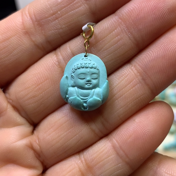 绿松石18K金镶嵌挂件