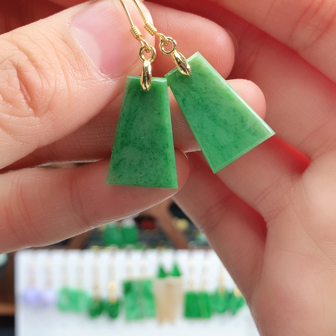 翡翠耳饰银S925镶嵌耳饰