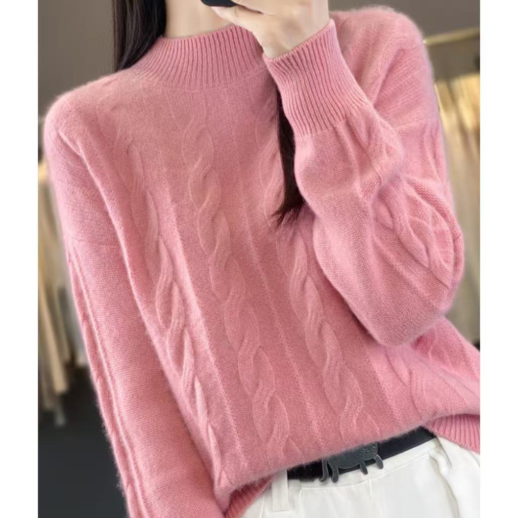 涵玖玥【100羊毛】绞花麻花厚款减龄套衫上衣Zm07-059