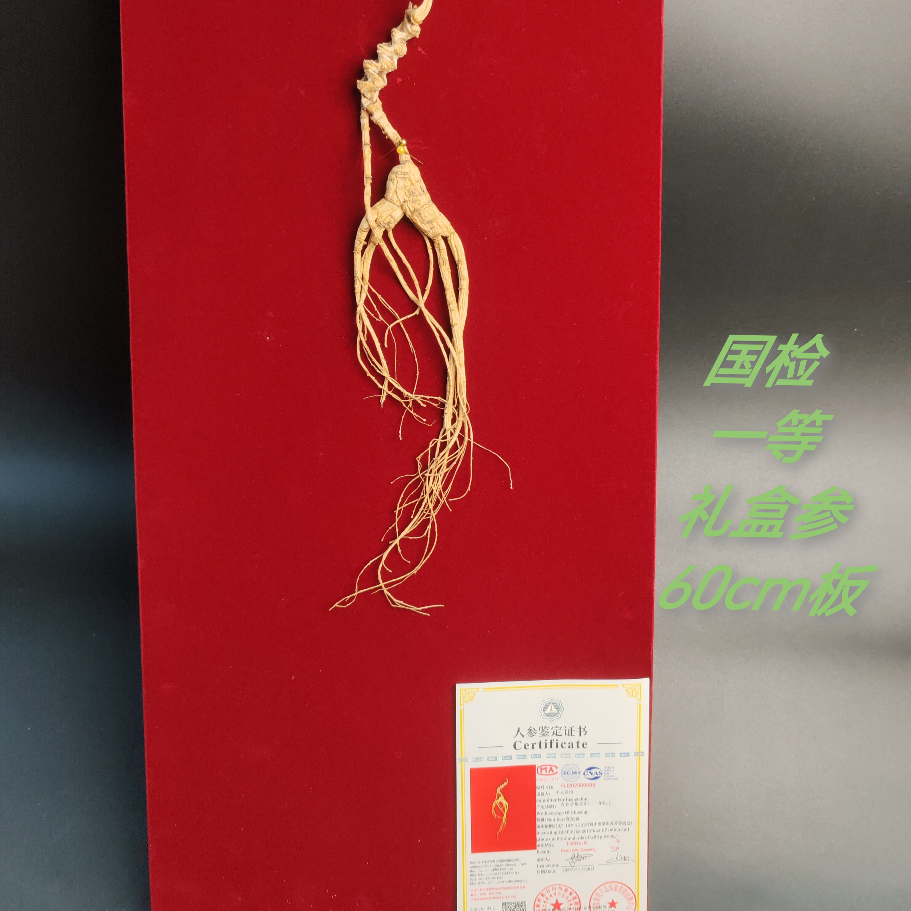 长白山也山参国检一等 礼盒参 权威机构认证