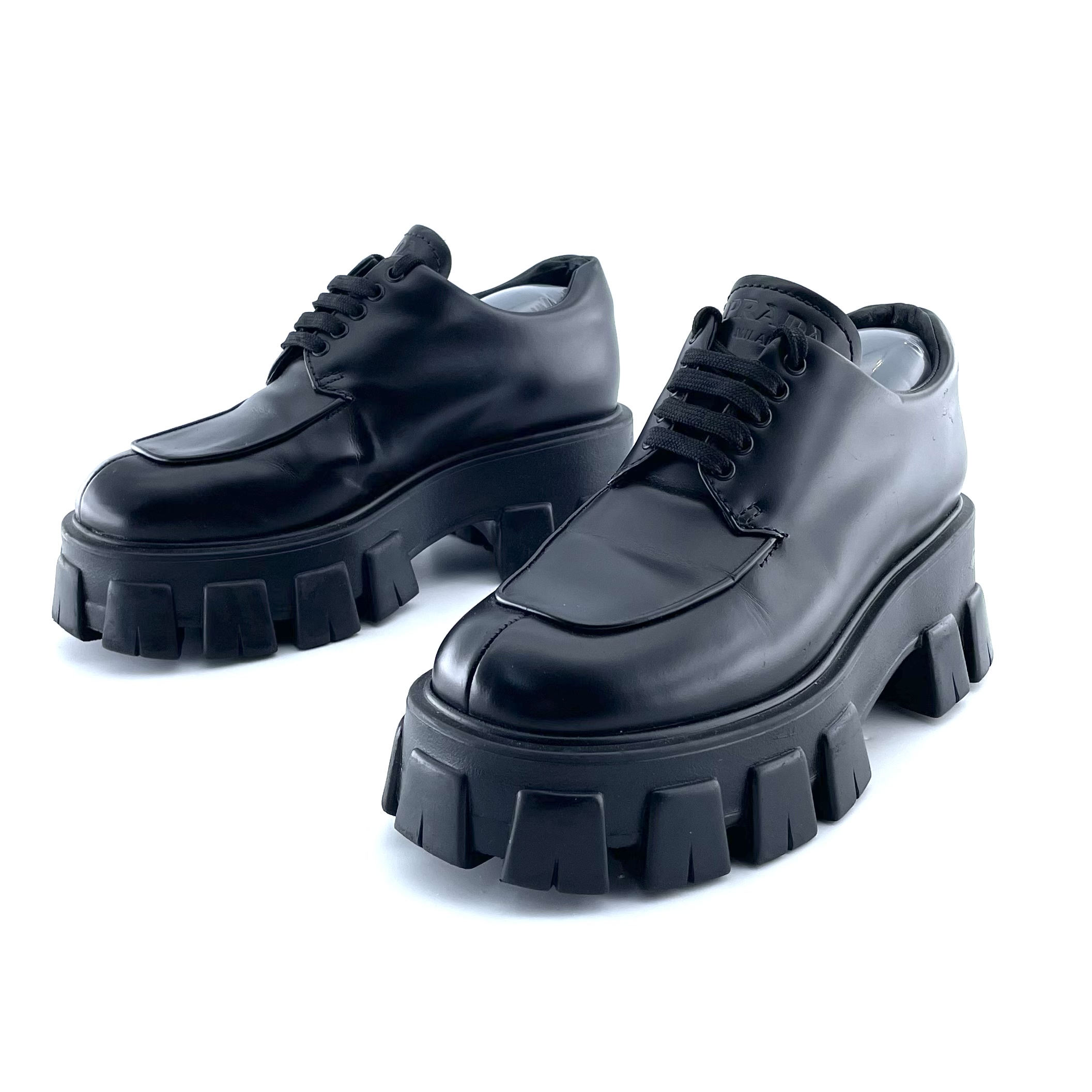 99新 Prada/普拉达 PRADA/普拉达 36码 黑色休闲厚底鞋 D5051
