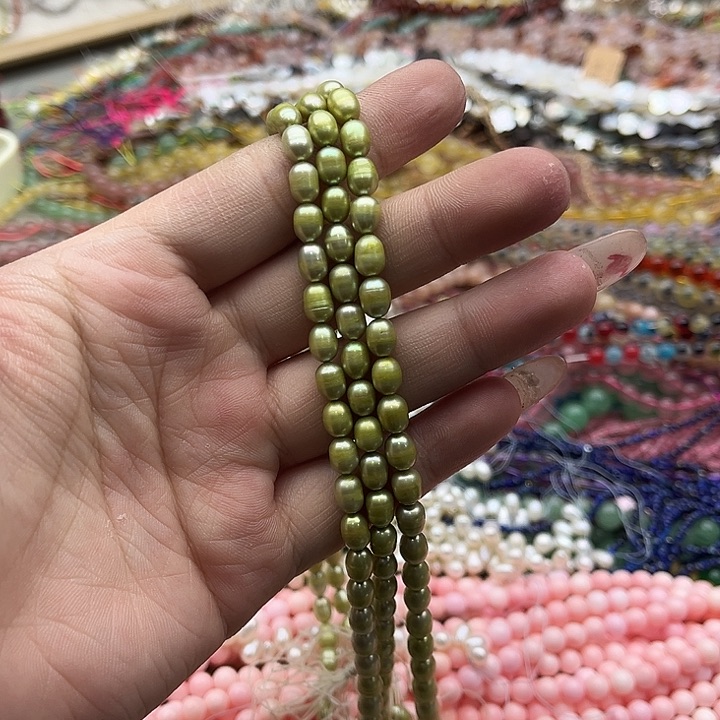 玛瑙/玉髓珠宝半成品未镶嵌一条5.5mm左右米珠珍珠