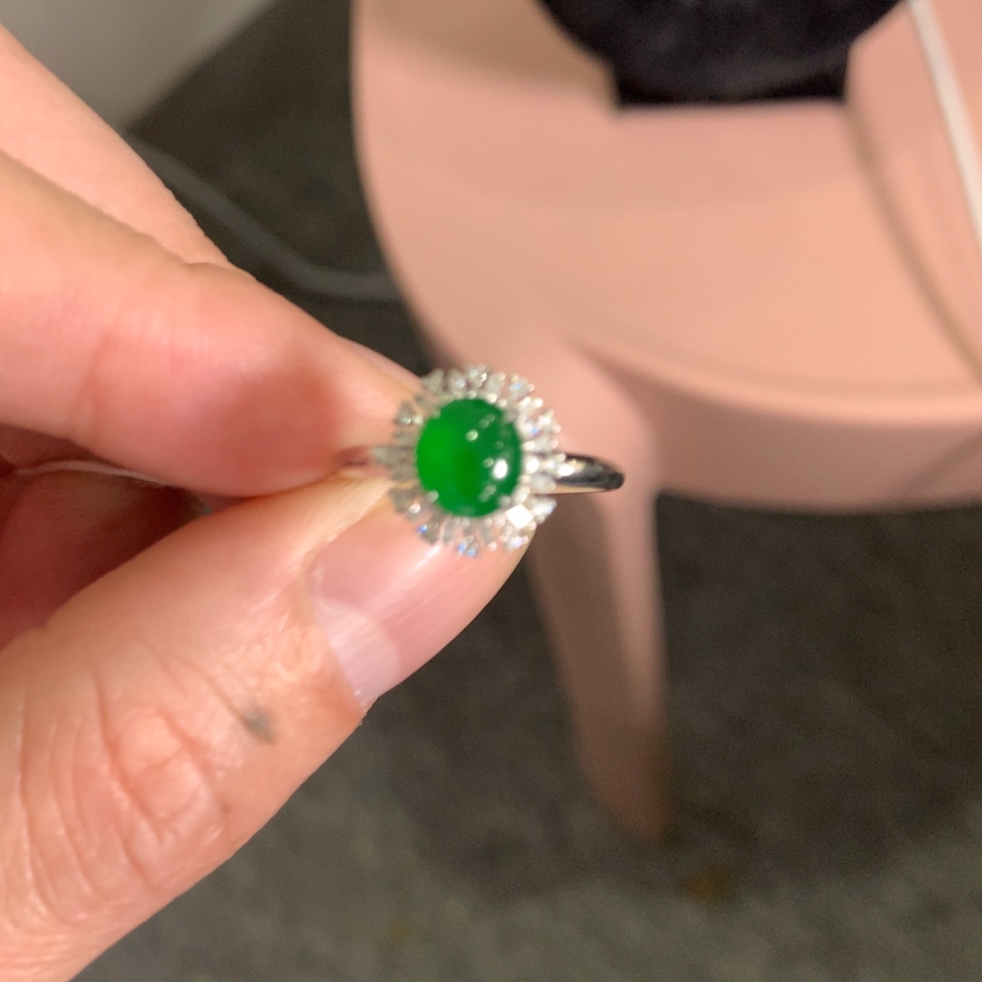 快***✧翡翠18K金镶嵌戒指翡翠