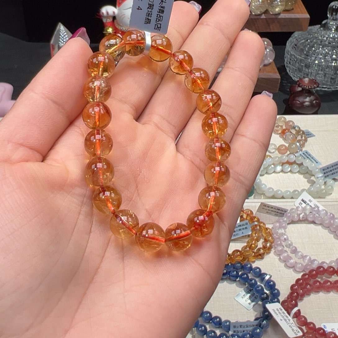 水晶手串未镶嵌高货暴力黄塔金9.8mm