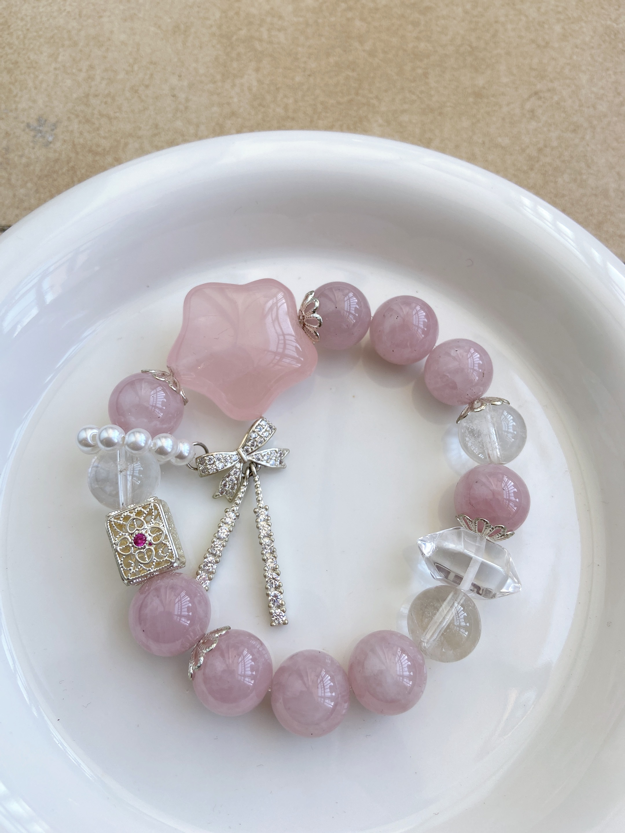 粉水晶设计款手串 