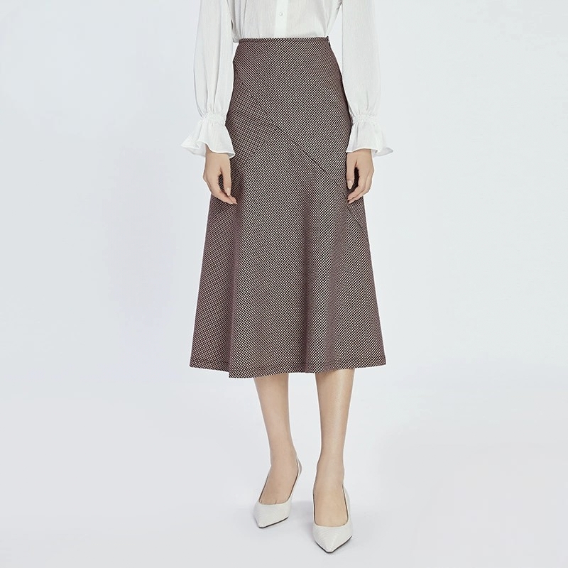 不支持退换/中长小格子裙1200081