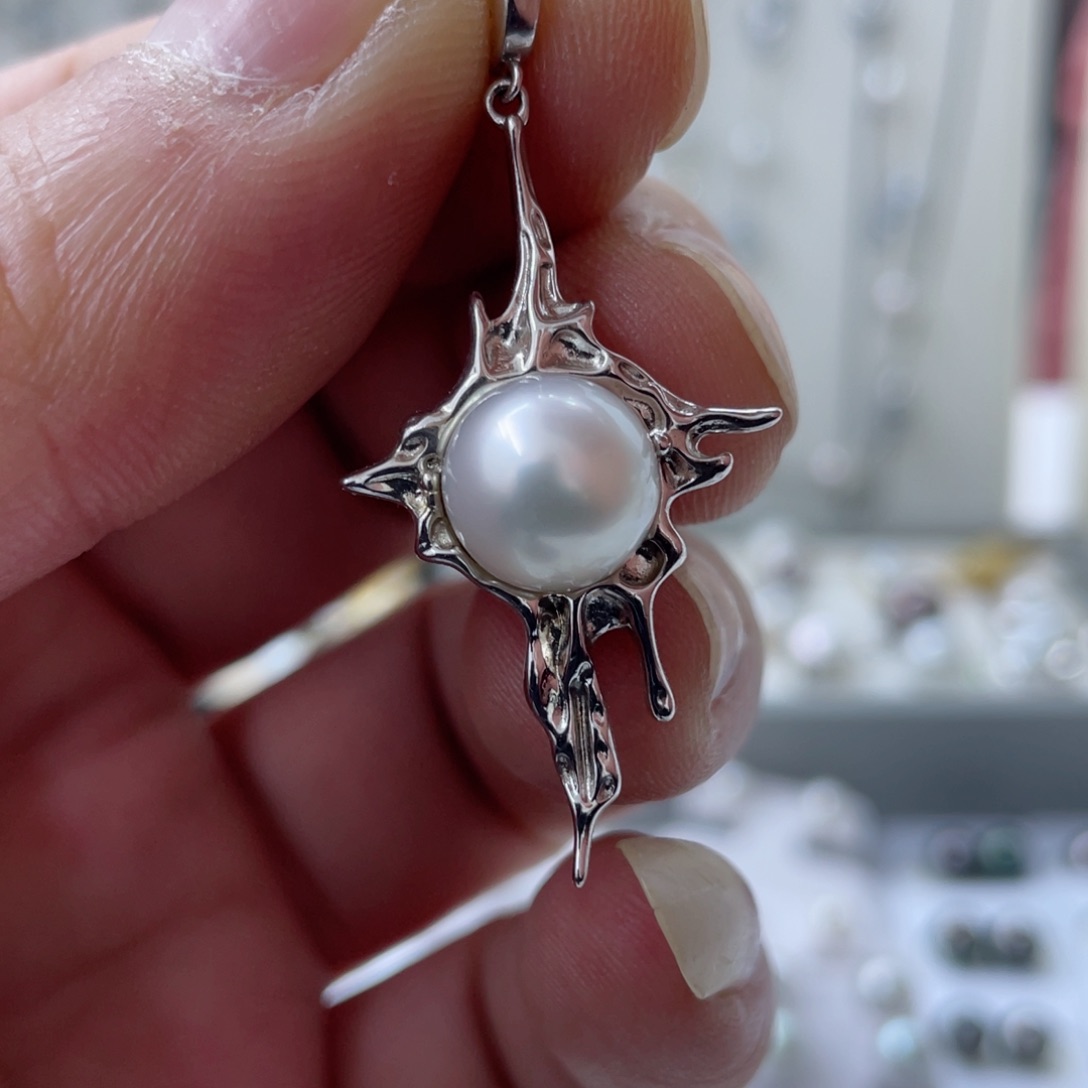 海水珍珠吊坠(不含链)银S925镶嵌