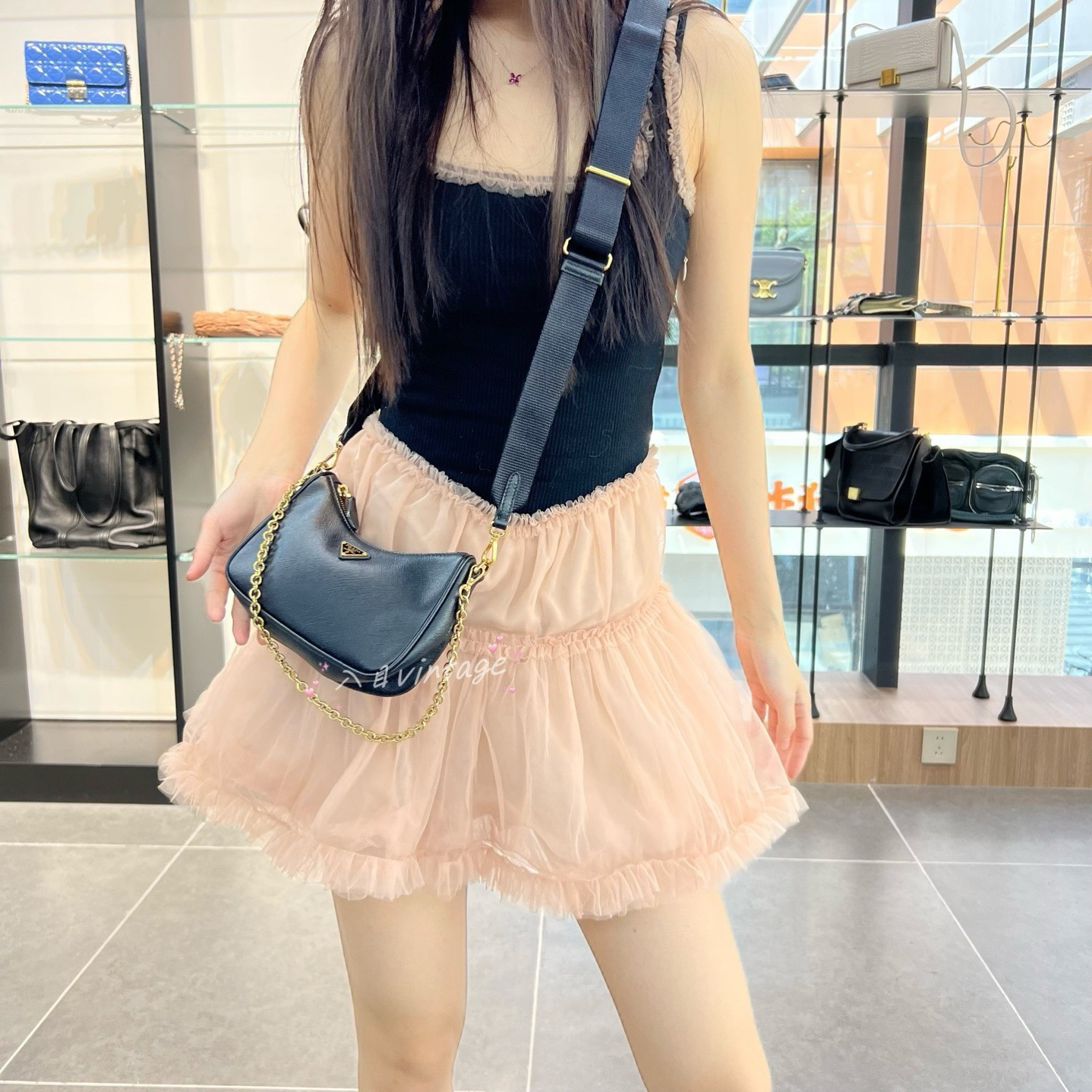 95新 Prada/普拉达 入目 新款黑色小号三合一单肩包 30093