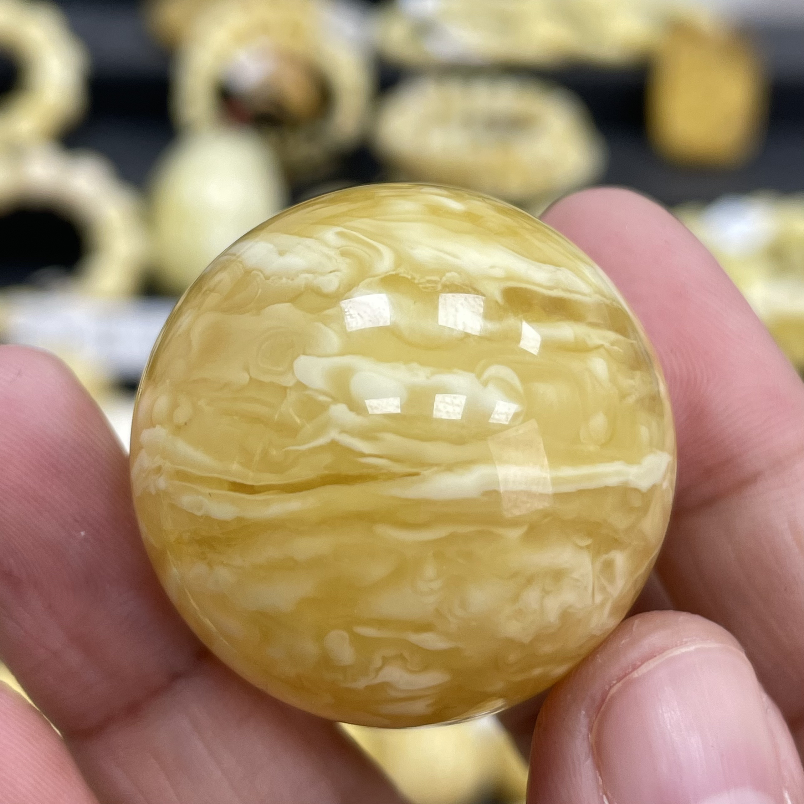 魔梵珠宝｜33.2mm俄料琥珀蜜蜡浓蜡金橘妖花大虎皮（气泡）