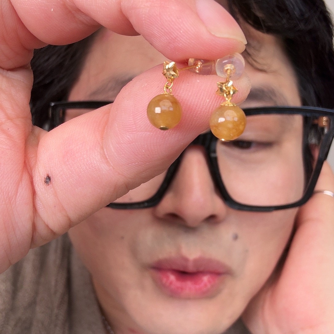翡翠18K金镶嵌颈饰一对