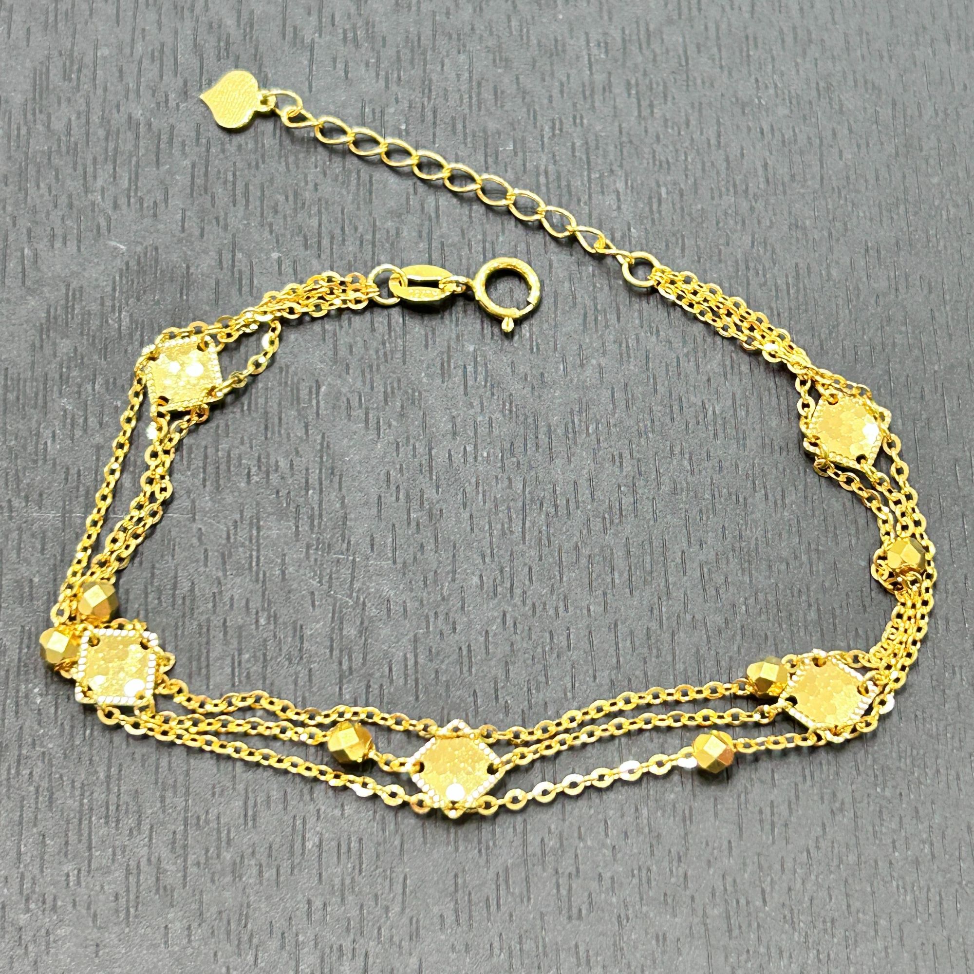 【店长专享】18K金龙鳞方牌三层手链ZBKJSL119