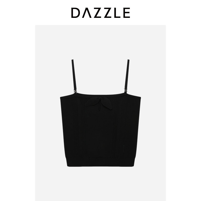 DAZZLE 地素毛衫无袖夏季黑色针织吊带背心2I2E101