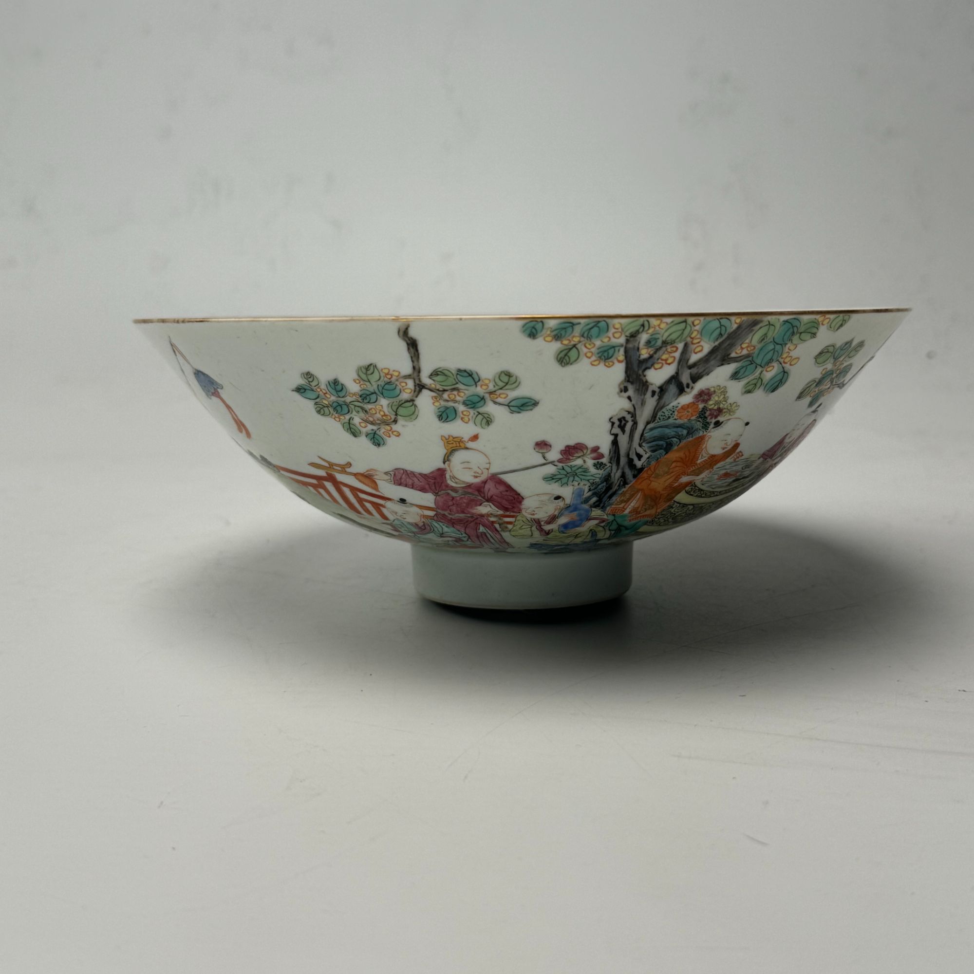 清道光粉彩人物斗笠碗BY28X0131