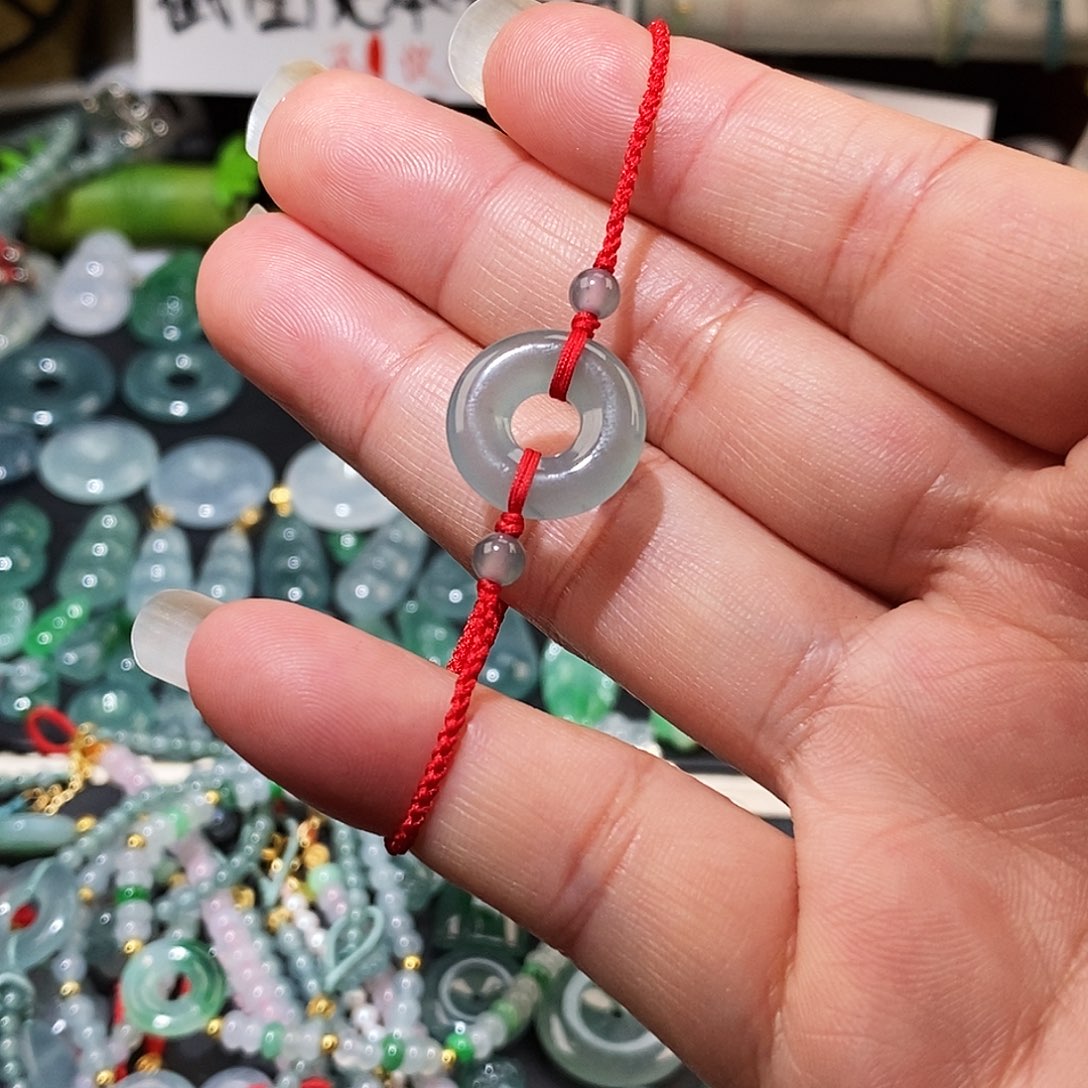 翡翠未镶嵌颈饰甜甜圈红绳15可调节
