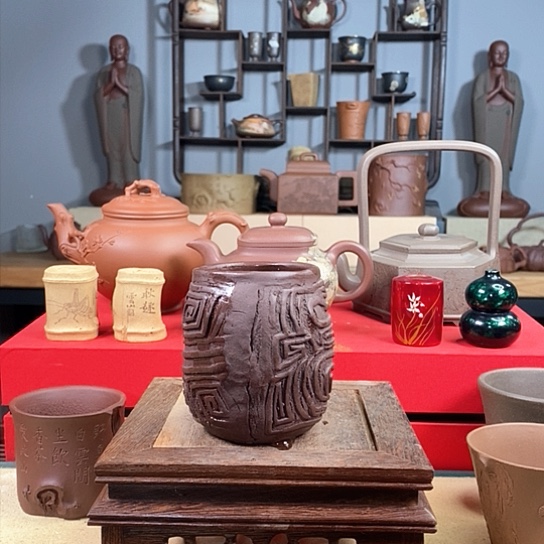 紫砂茶杯全手手捏杯