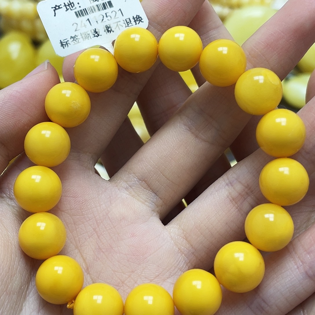 琥珀未镶嵌裸石11mm+氧化款圆珠手串微瑕