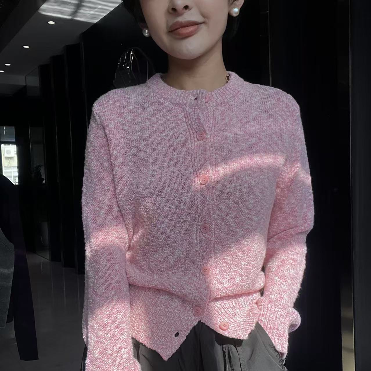 【邓肯鱼骨纱】网红圆领针织开衫MG8002