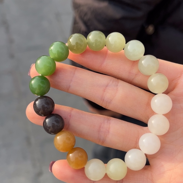 和田玉手串未镶嵌卡10