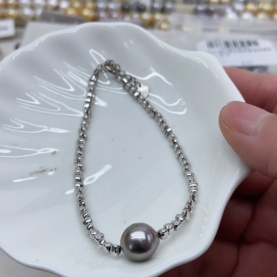 海水珍珠手链银S925镶嵌