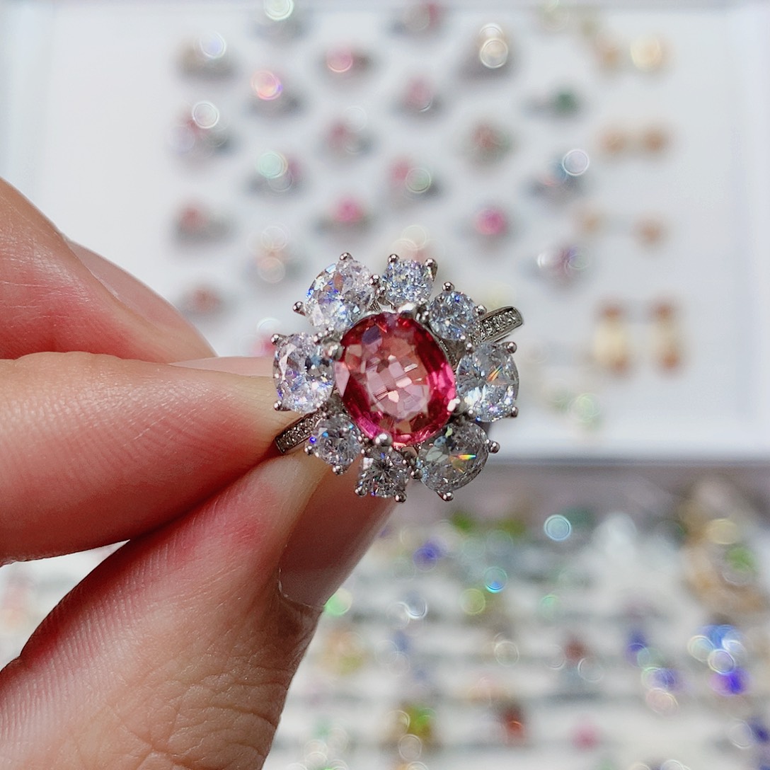 碧玺戒指戒指银S925镶嵌