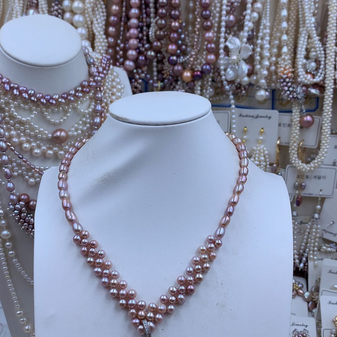 项链银S925镀金镶嵌淡水珍珠