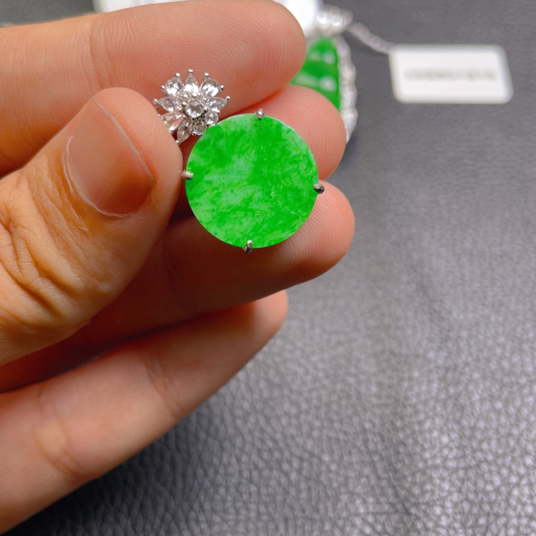 翡翠银S925镶嵌吊坠(不含链)