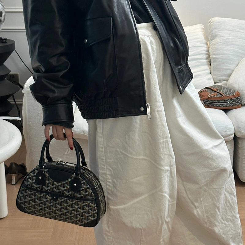 【保龄球】狗牙单肩拉链保龄球包椭圆形斜挎包简约斜跨时尚肩包多用