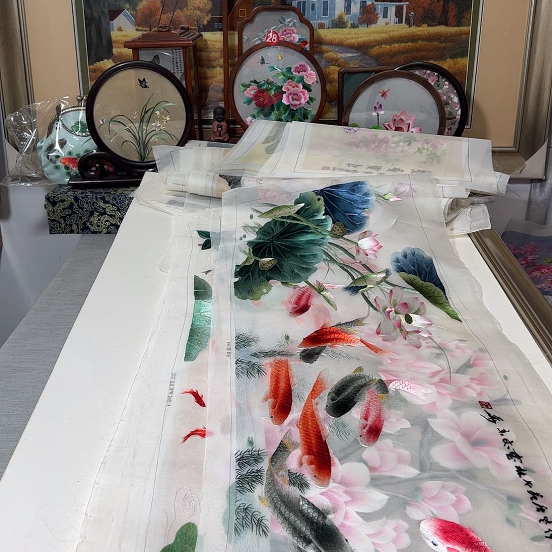 刺绣老*周纯手工刺绣画