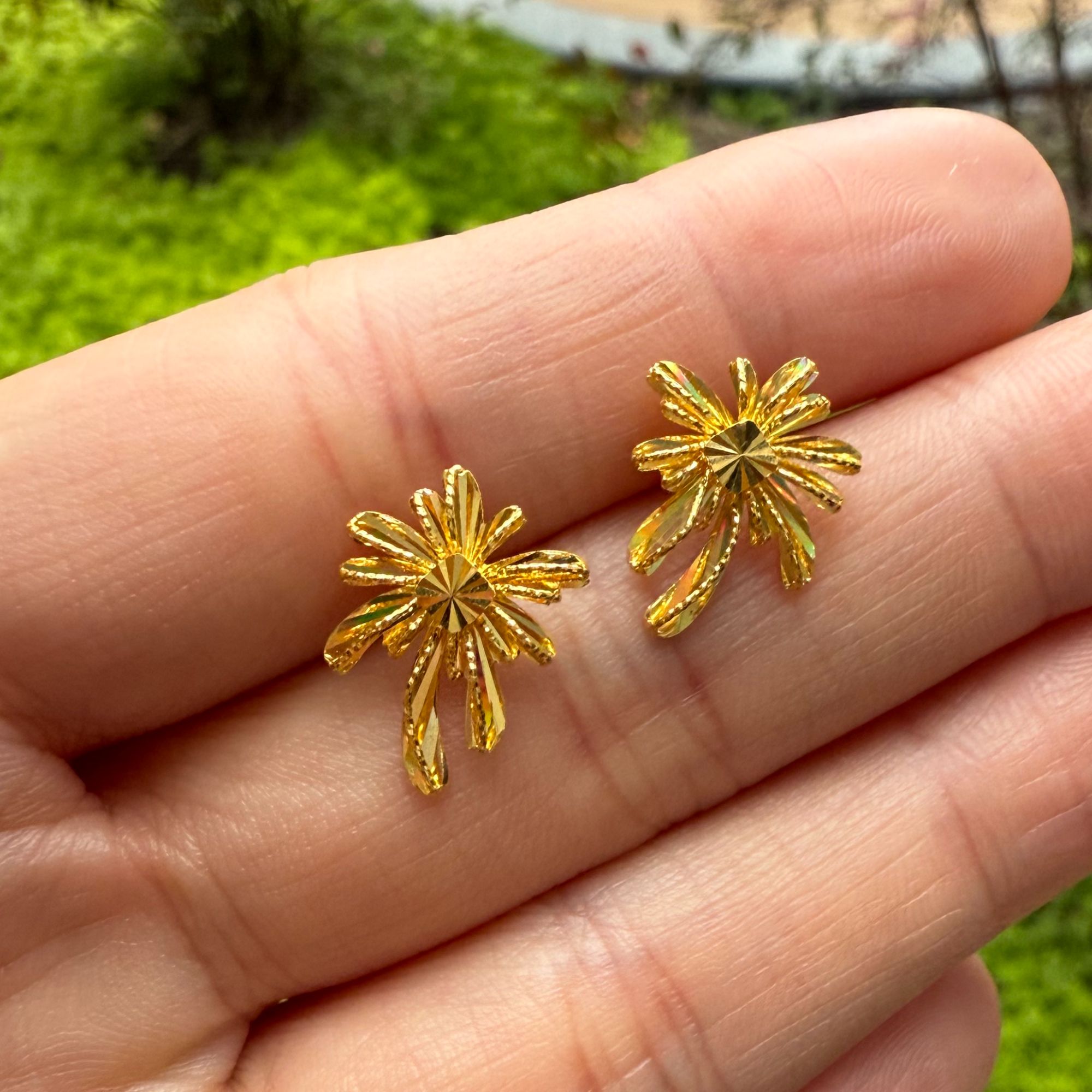 999足金耳钉【绽放时刻】七彩烟花耳饰生命力设计款RSJ-00126G