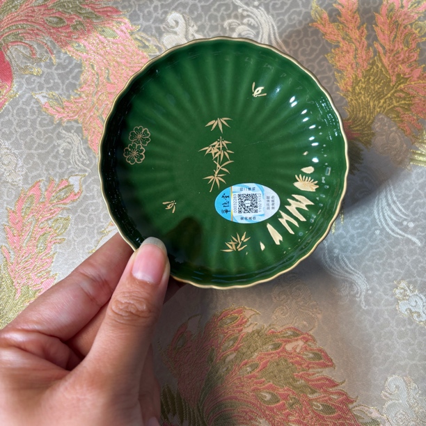 华隐堂石绿菊瓣杯垫（直径：9.2）