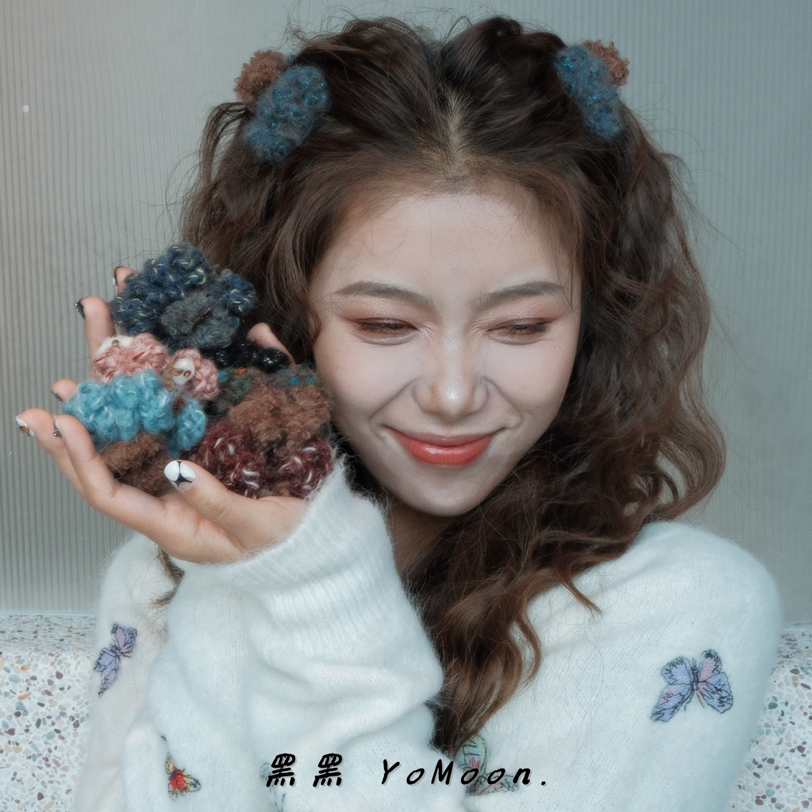 纯手工毛线钩织小抓夹一对装精致甜美减龄刘海夹边夹冬季新款洋气
