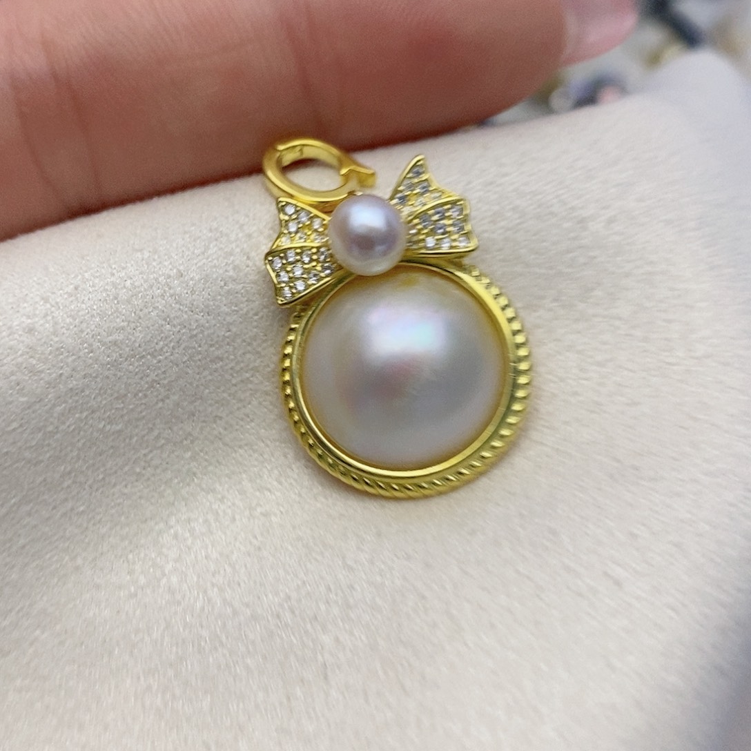 【闪购商品】拼合珍珠（马贝珠）颈饰银S925镶嵌9