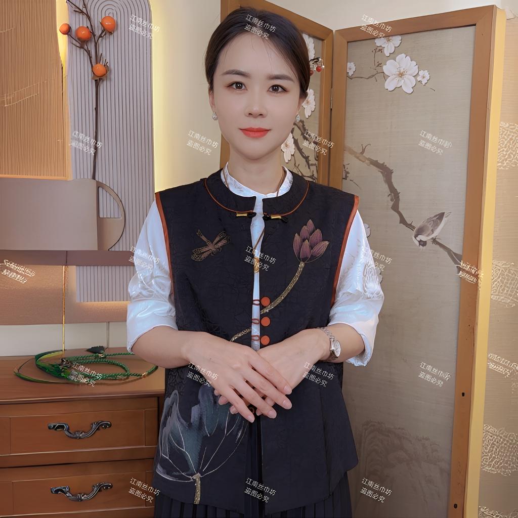 【双面穿马甲】大码中国风女士洋气坎肩上衣复古无袖