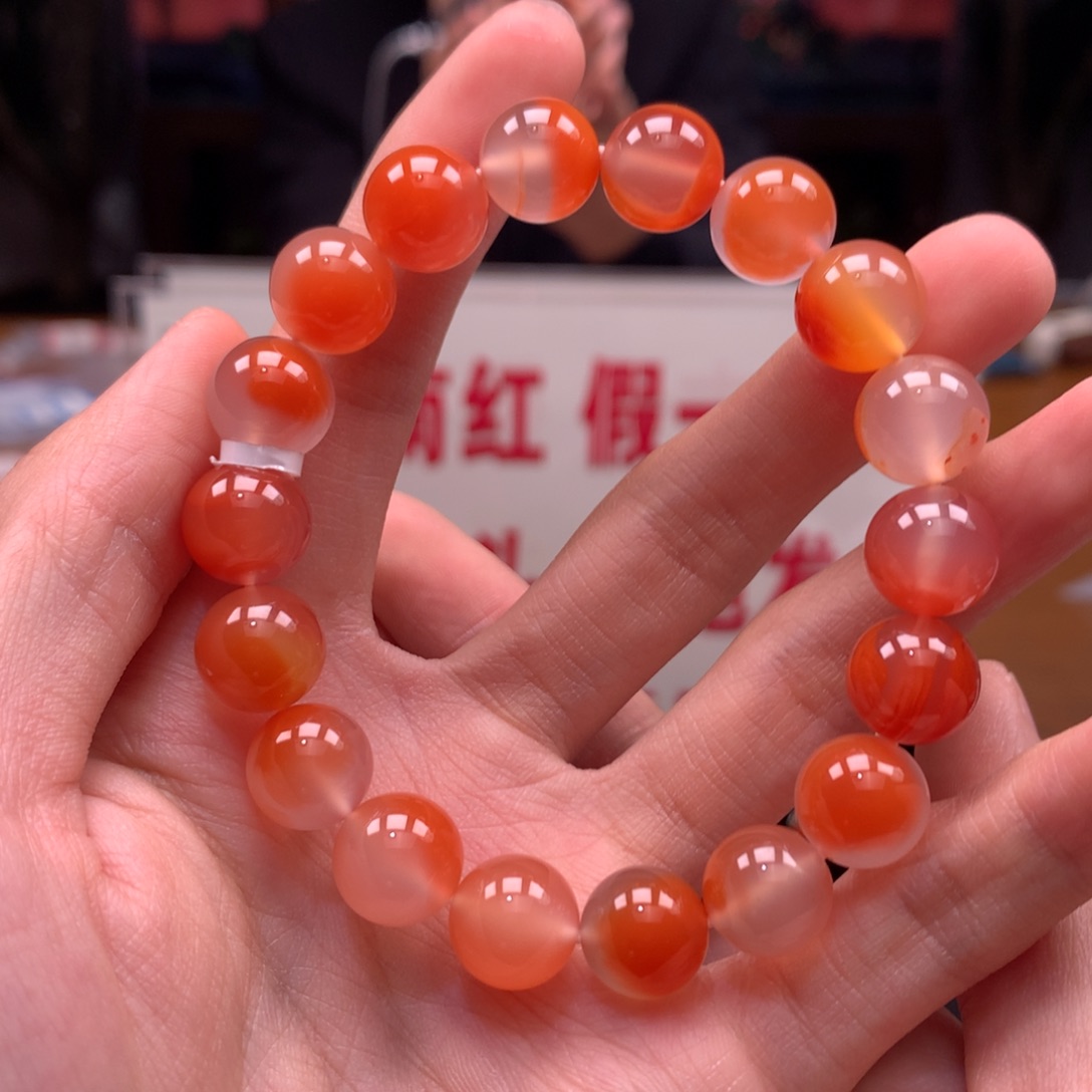 南红玛瑙手串未镶嵌干掌锦鲤色冰飘11+