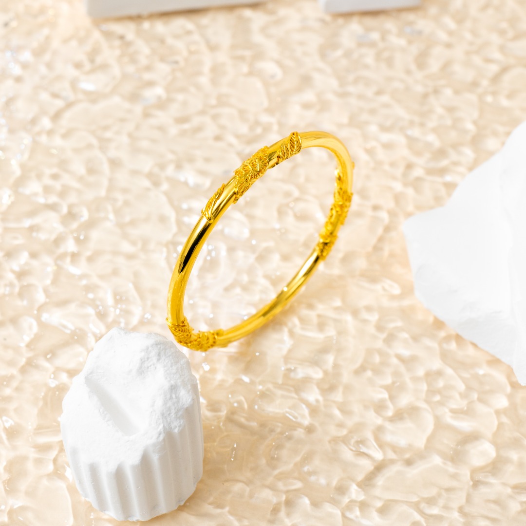 足银手镯 繁花似锦闭口手镯约30g