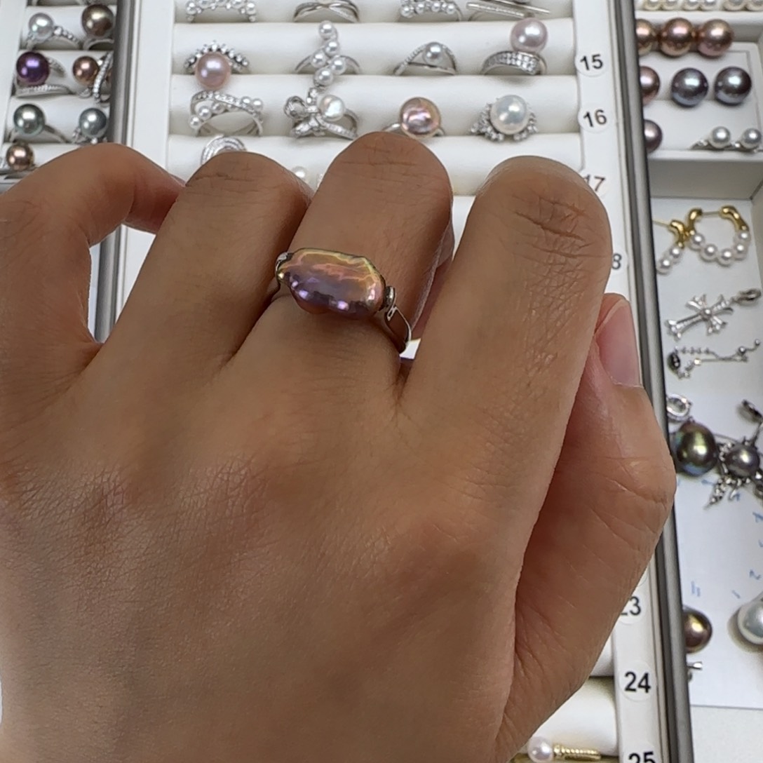 淡水珍珠戒指银S925镶嵌