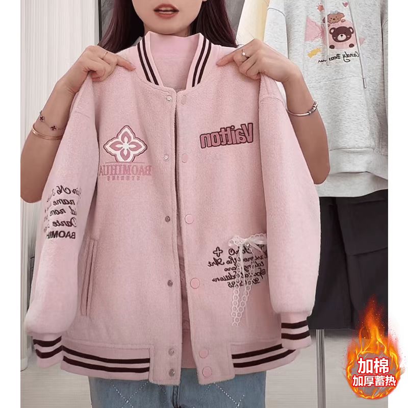 【现货】女童秋冬装外套2025深秋初冬夹棉加厚棒球服小女孩外套