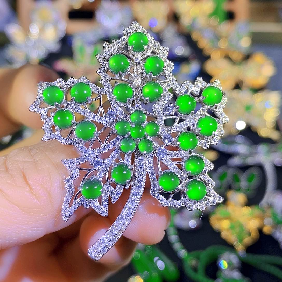 吊坠(不含链)银S925镶嵌翡翠